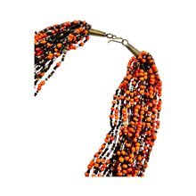 African Handmade Orange Multi Strand Maasai Bead Necklace