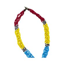 Handmade African Maasai Bead Necklace Braided Tassel Red Closure