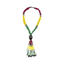 Handmade African Maasai Beaded Necklace Red Yellow Green Tassel