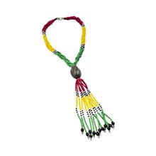 Handmade African Maasai Beaded Necklace Red Yellow Green Tassel Angle