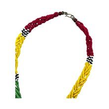 Handmade African Maasai Beaded Necklace with Tassel Red Closure