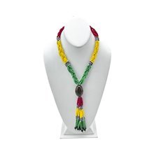 Handmade African Maasai Beaded Necklace Red Yellow Green Tassel
