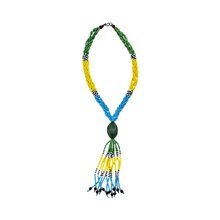 African Handmade Braided Maasai Bead Tassel Necklace Green