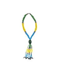 African Handmade Braided Maasai Bead Tassel Necklace Green
