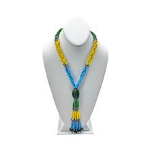 African Handmade Braided Maasai Bead Tassel Necklace Green