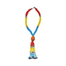 African Maasai Bead Handmade Tassel Necklace Orange Bead