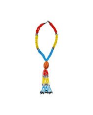 African Maasai Bead Handmade Tassel Necklace Orange Bead