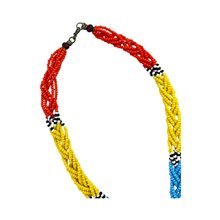 Handmade African Maasai Bead Tassel Necklace Orange Closure