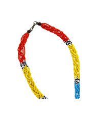 Handmade African Maasai Bead Tassel Necklace Orange Closure