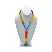 African Maasai Bead Handmade Tassel Necklace Orange Bead