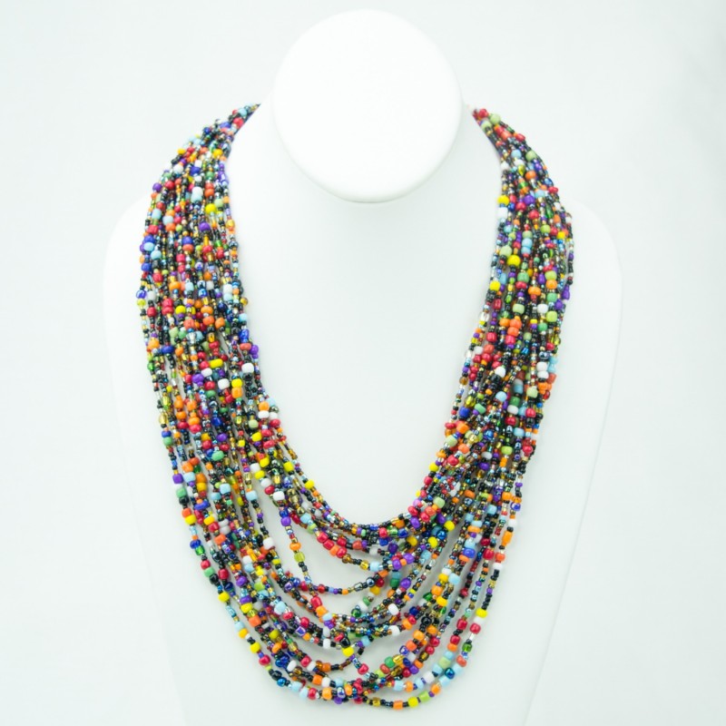 Multi Color Strand Maasai Bead Necklace 472-106
