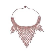 Maasai Beaded Bib Necklace Light Pink Angled