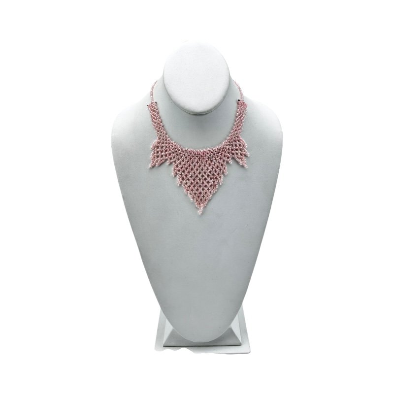 Maasai Beaded Bib Necklace Light Pink
