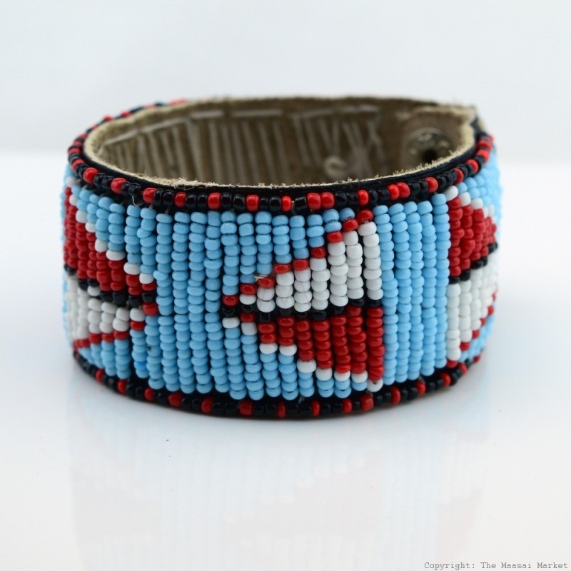 Maasai Bead Leather Bracelet Cuff 400-33
