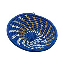 Handmade Blue Horizon Mini Uganda Raffia Basket