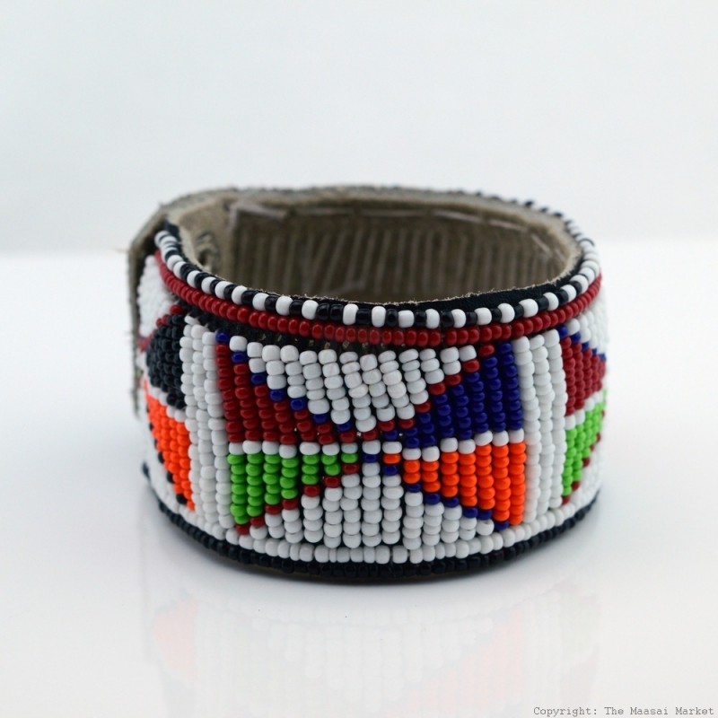 Maasai Bead Leather Bracelet Cuff 403-33