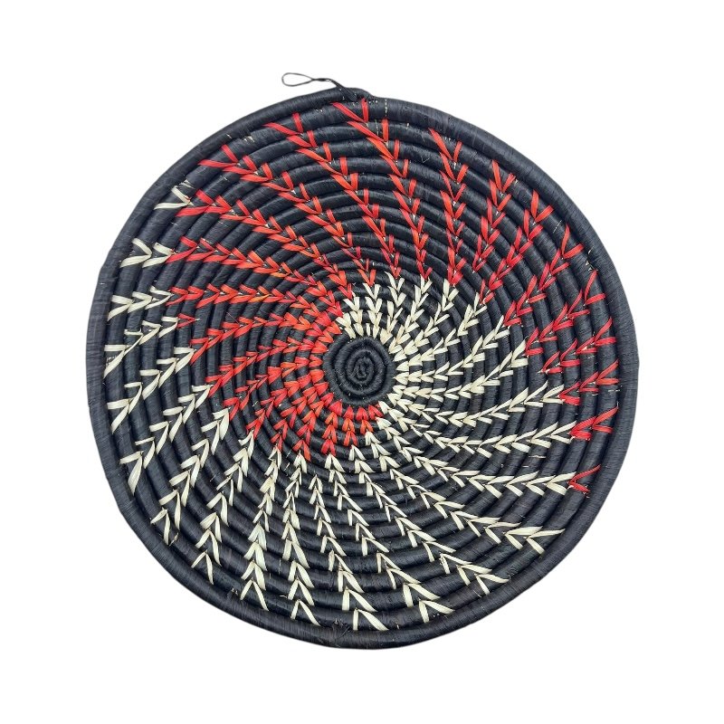 Obsidian Flame Uganda Handwoven Raffia Basket