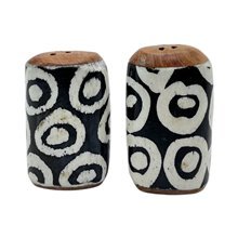 Bullseye Batik Handcarved Bone Salt and Pepper Shakers