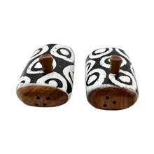 Handcarved Orbit Batik Bone African Salt Shakers