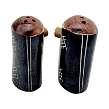 Handcarved Bone African Salt and Pepper Shakers