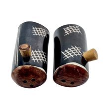 Handmade African Ebony Thatch Carved Bone Shakers