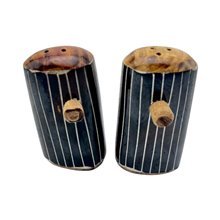 Ebony Vertical Stripe Bone Salt Pepper Shakers