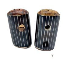 Ebony Vertical Stripe Bone Salt Pepper Shakers