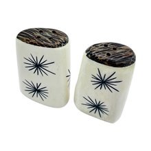 African Handmade Ivory Starburst Bone Salt and Pepper Shakers