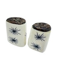 African Handmade Ivory Starburst Bone Salt and Pepper Shakers