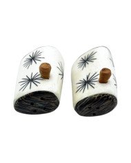 Ivory Starburst African Handmade Bone Salt Pepper Shakers