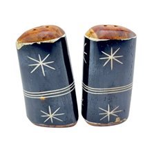 Ebony Starburst African Handmade Bone Salt Pepper Shakers