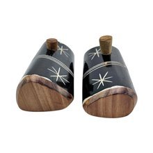 Handmade Dark Starburst Bone Salt and Pepper Shakers