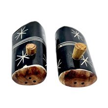 Handcarved Ebony Starburst African Salt and Pepper Shakers