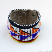 Maasai Bead Leather Bracelet Cuff 412-40