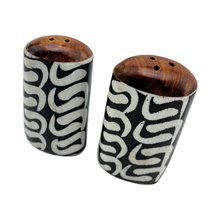 Handmade Ebony Flow African Batik Bone Salt Shakers