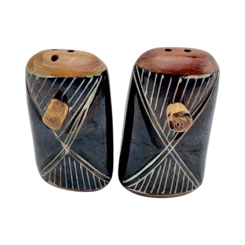 Ebony Hourglass African Handmade Salt Shakers