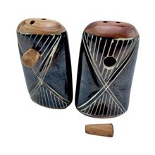Ebony Hourglass African Handmade Salt Shakers