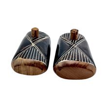 Handmade Ebony Hourglass Bone Salt Pepper Shakers