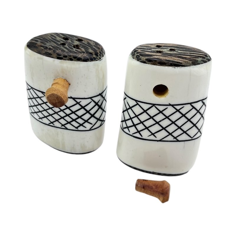 African Handmade Black Thatch Bone Shakers