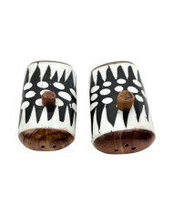 African Handmade Polka Dot Batik Bone Salt Shakers