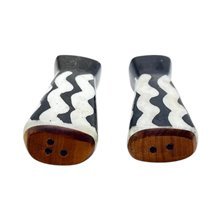 Handcarved Bone African Mini Wild Orbit Salt and Pepper Shakers