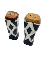 Handmade African Mini Savanna Lattice Bone Salt Shakers