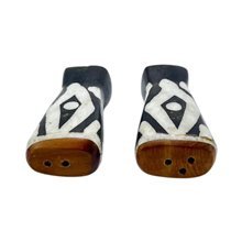 Handcarved Bone Mini Tribal Diamond Salt Shakers