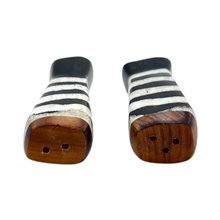 Mini Horizon Stripe African Batik Bone Salt and Pepper Shakers