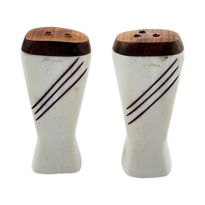 Mini Crimson Slash Bone Salt and Pepper Shakers