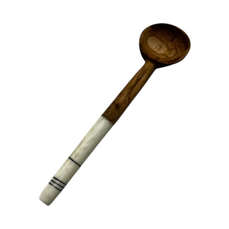 Handmade African Etched Horizon Bone Olive Wood Spoon