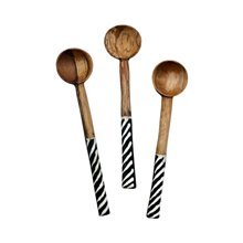 Handmade African Storm Dash Olive Wood Batik Bone Spoon