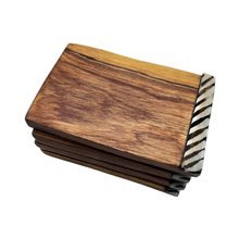 African Handmade Kivuli Edge Olive Wood Coaster Set