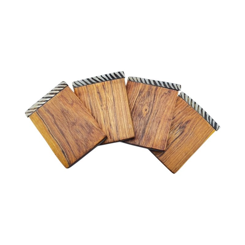 Kivuli Edge Olive Wood Coaster Set