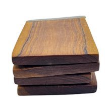 African Handmade Mchoro Edge Olive Wood Coaster Set